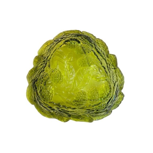 Vintage Loganberry Olive Green Dish Indiana Glass Co. Bowl Candy Dish Set of 2 - Picture 6 of 10